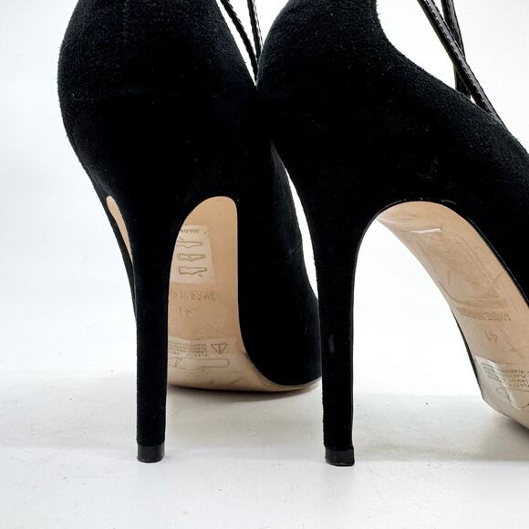 REISS Black Suede Pointed-Toe Ankle Strap Stiletto Pumps - Picture 6 of 10